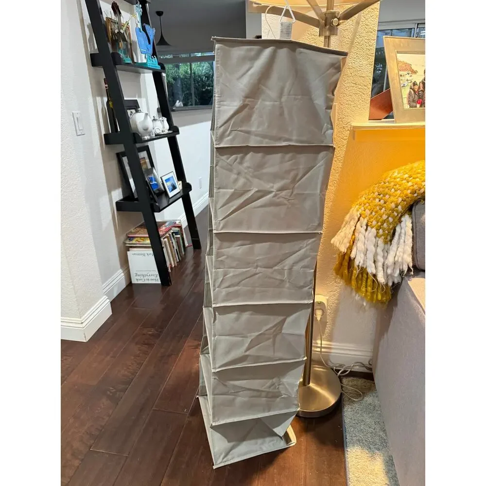 Set of 2 Gray 6-Shelf Hanging Closet Organizers Storage Shelves